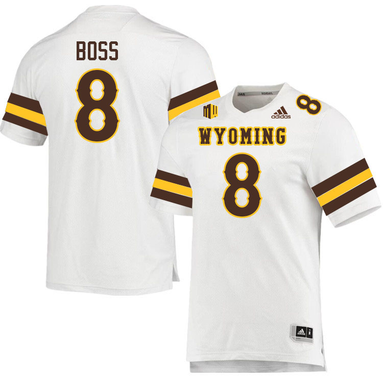 Wyoming Cowboys #8 Tyrese Boss College Football Jerseys Stitched-White